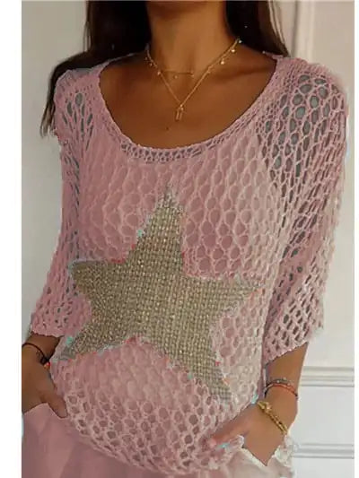 Kimberly - Round Neck Crochet Top