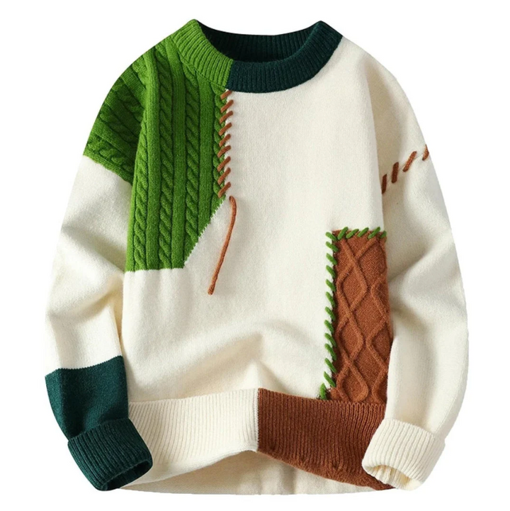 Marcus - Crew Neck Patchwork Pullover