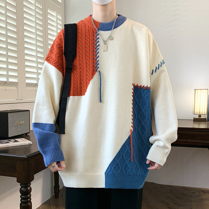 Marcus - Crew Neck Patchwork Pullover