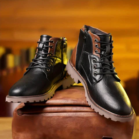 Harrison - Rugged Leather Lace-Up Boots